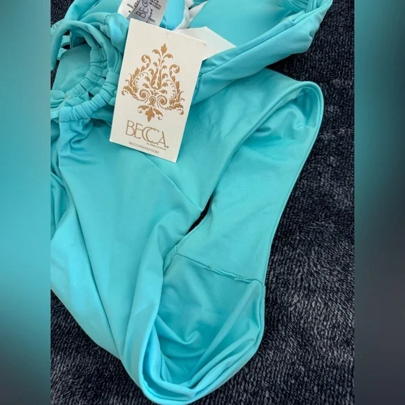 BECCA Color Code Plunge One-Piece Swimsuit blue - Picture 6 of 9